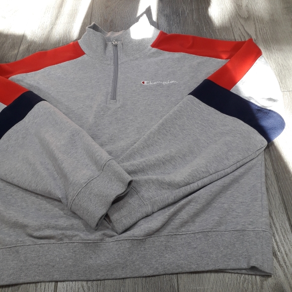 Champion Quarter Zip color block gray sweatshirt - Picture 11 of 16